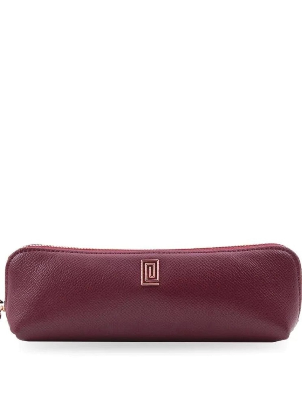 Notiq Vegan Pencil Pen Cosmetic Pouch in Burgundy with Gold Accent